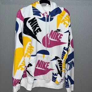 NIKE French Terry Full Spellout Colorful Hoodie Sweatshirt - EUC - Men's size S